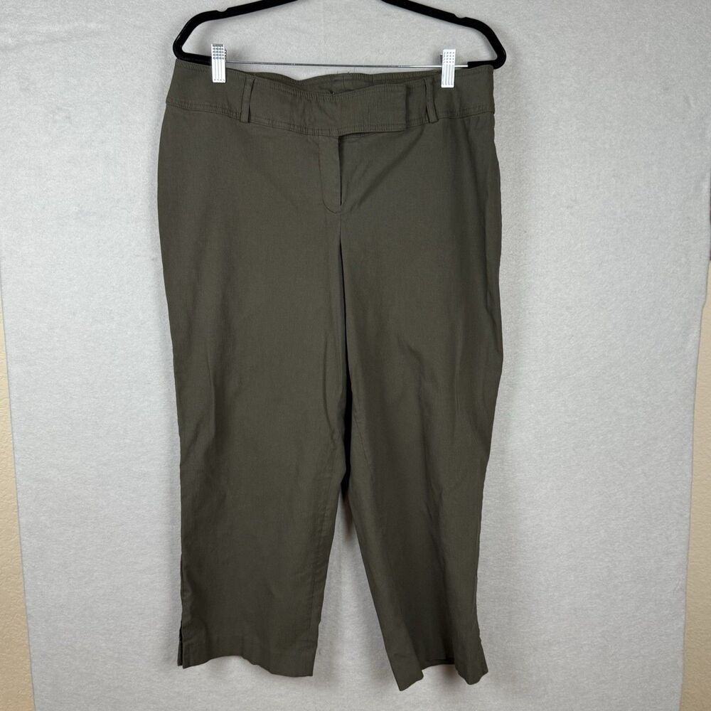 Eileen Fisher Stretch Ankle‎ Crepe Dress Pant in Dark Olive Sz XL Office Capsule
